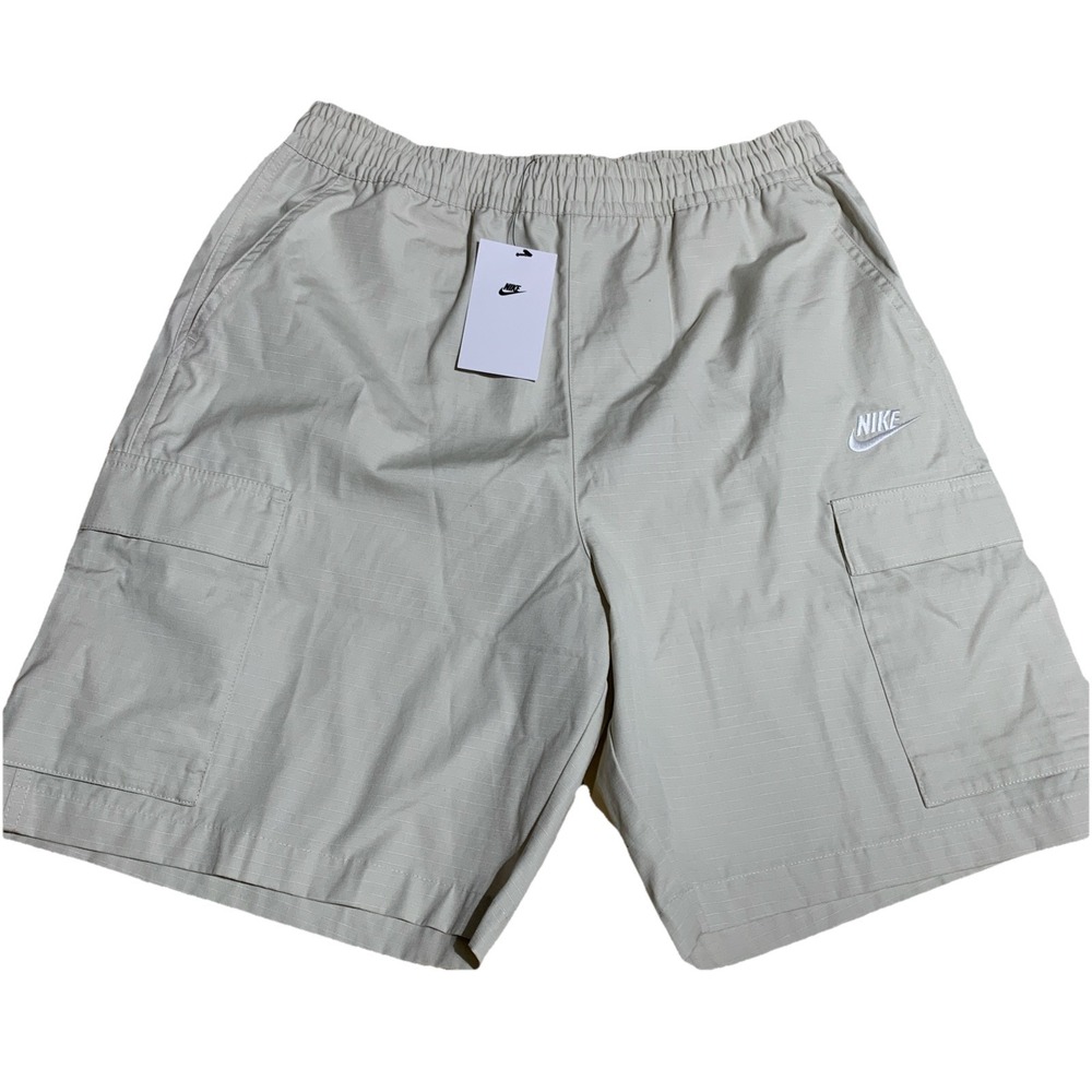 Nike Mens Gray Club Woven Loose Fit At Knee Length Cargo Shorts Size Small